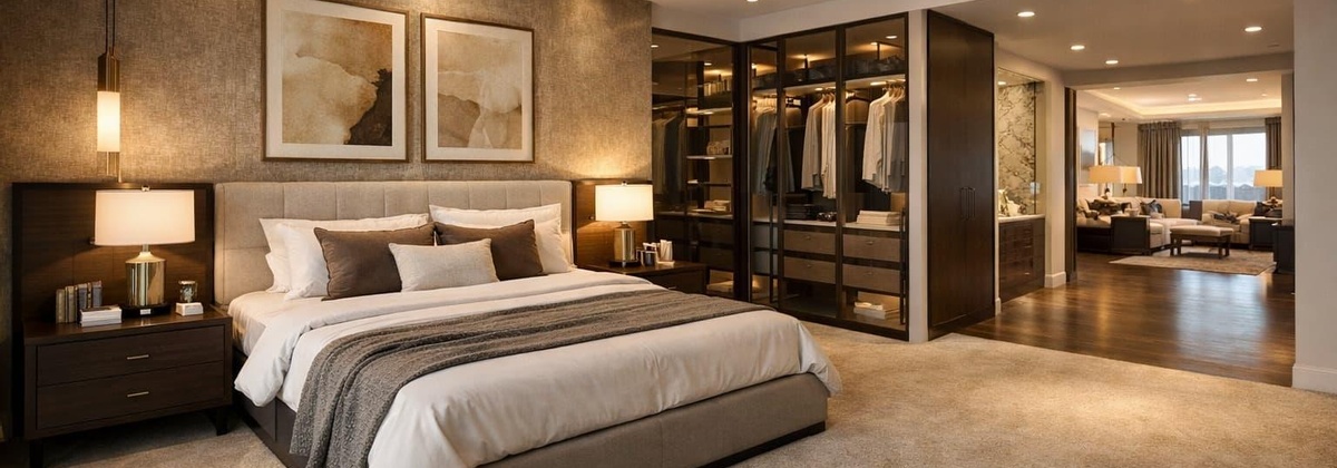 Soft carpet flooring professionally installed in a modern bedroom in Edmonton
