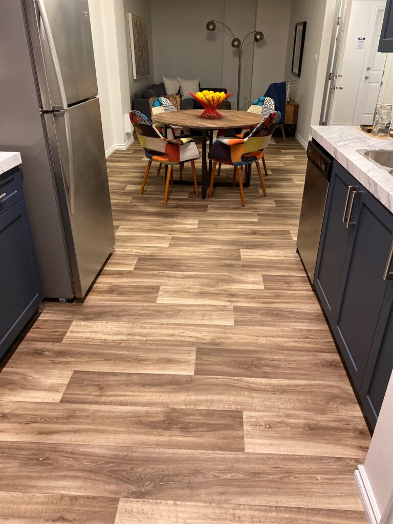 LVP flooring installation in kitchen and dining room in Edmonton
