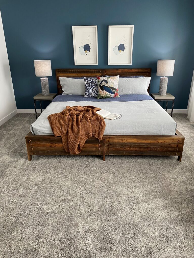 Carpet flooring installation in bedroom and stairs in Edmonton