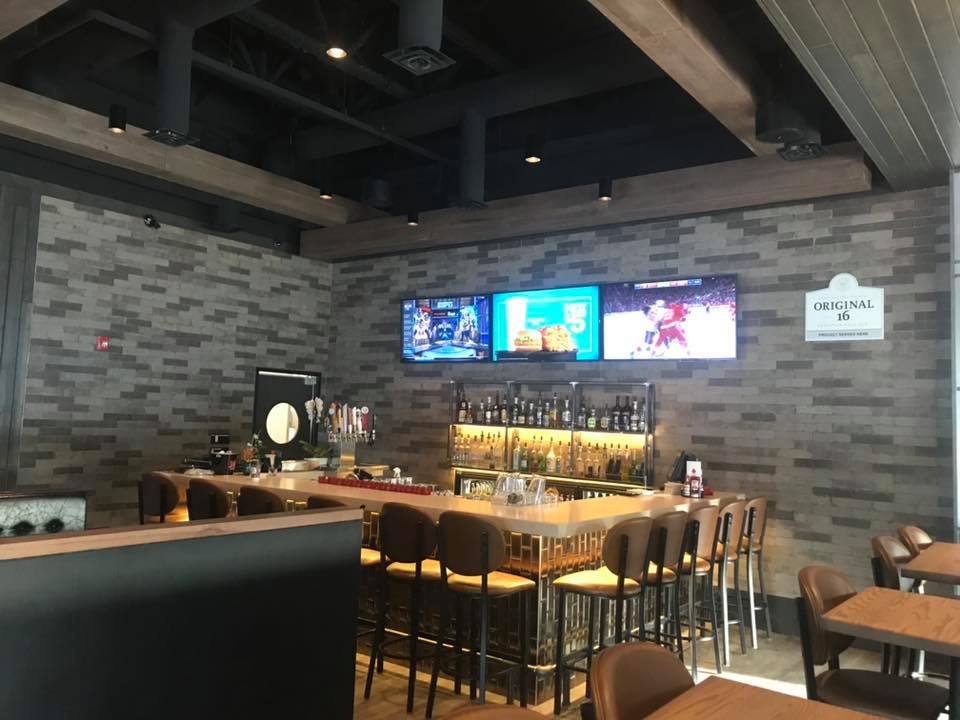 Decorative wall tile installation for bar renovation in Edmonton