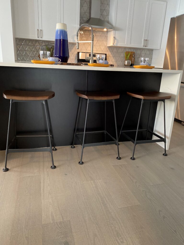 LVP flooring installation in kitchen in Edmonton