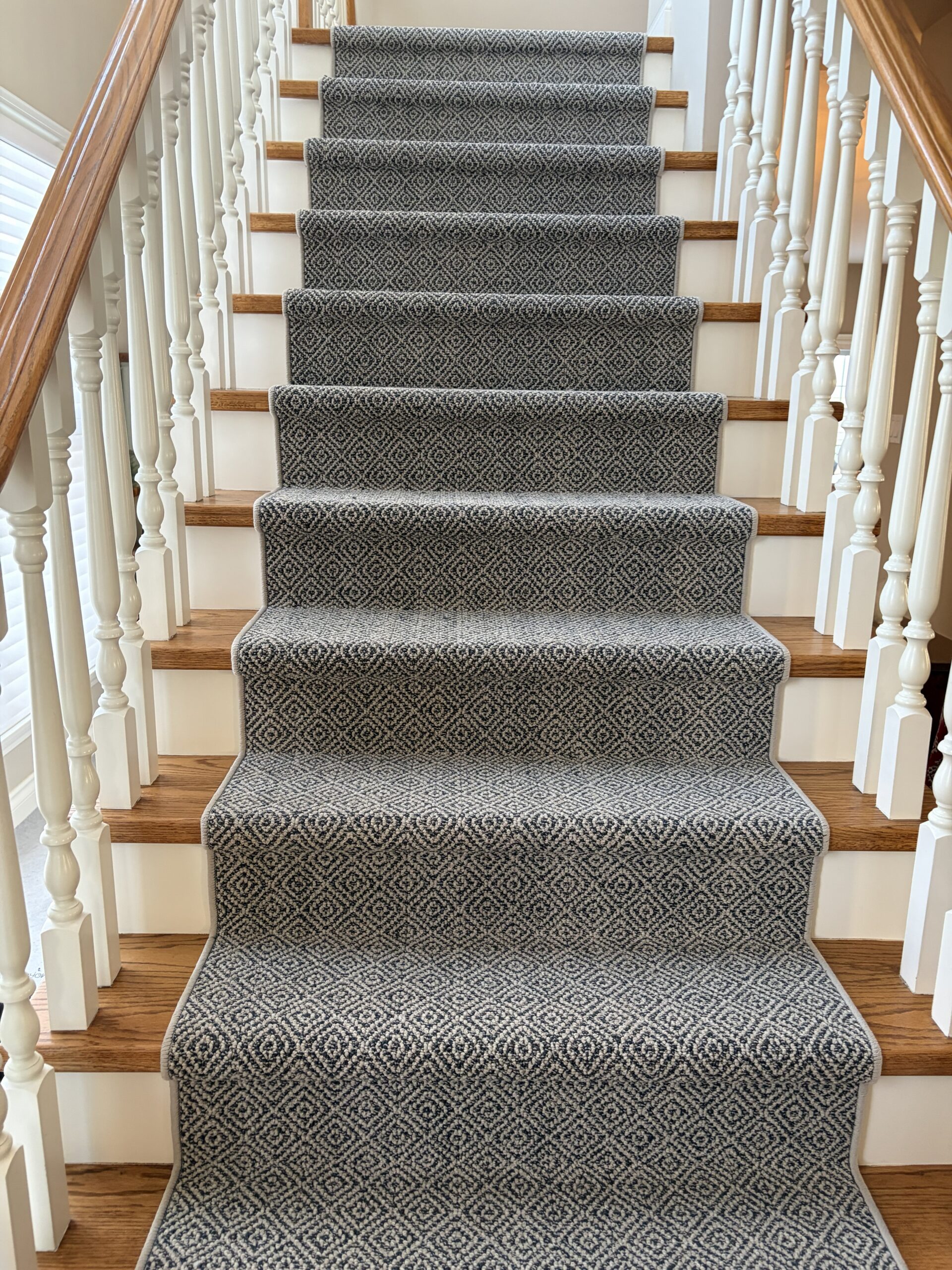 Carpet runner installation on stairs in Edmonton