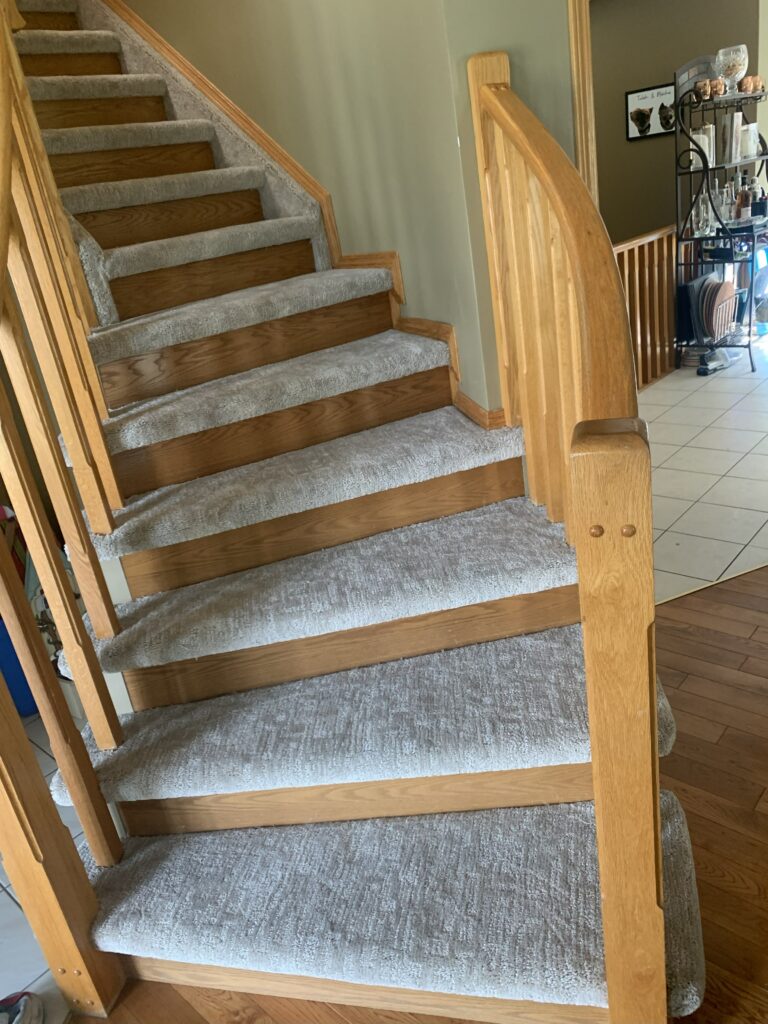 Modern carpet stair installation in Edmonton