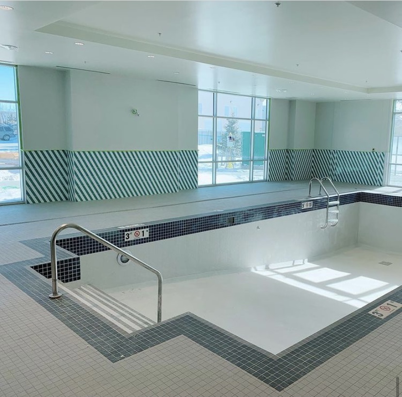 Commercial swimming pool tile installation in Edmonton