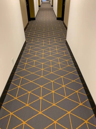 Commercial hallway carpet installation in Edmonton
