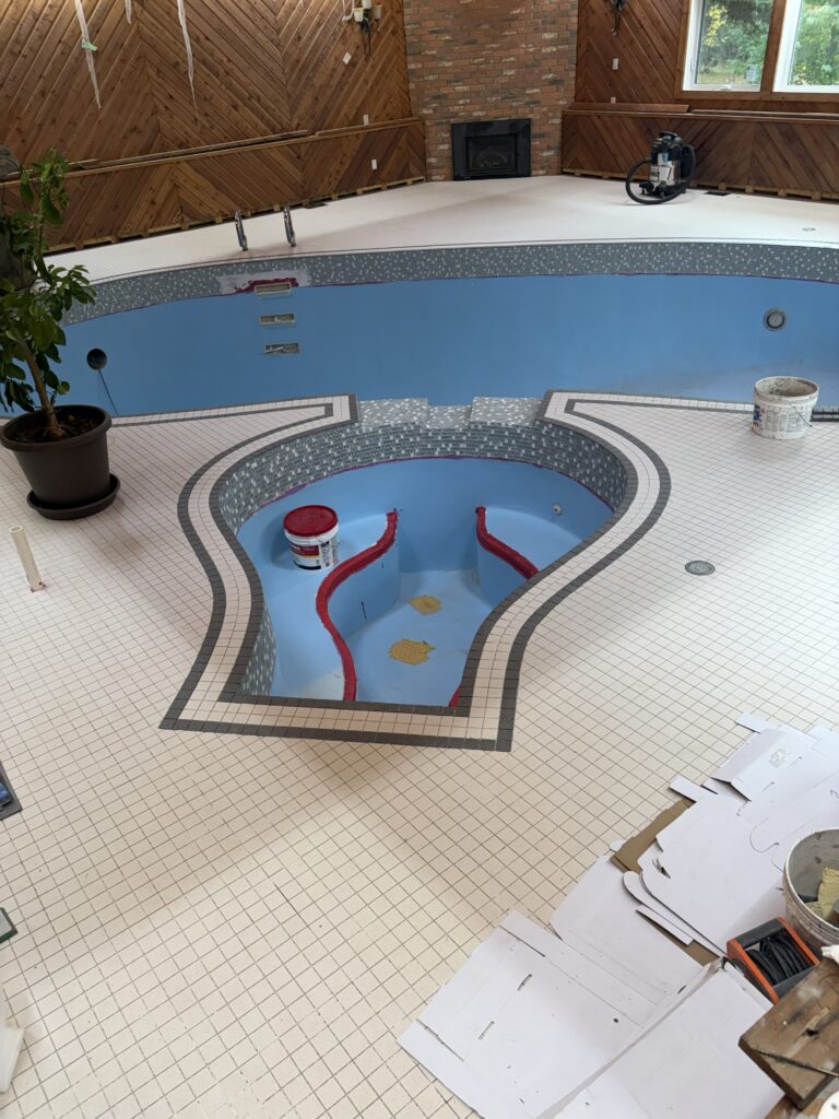 Indoor swimming pool renovation in an Edmonton home