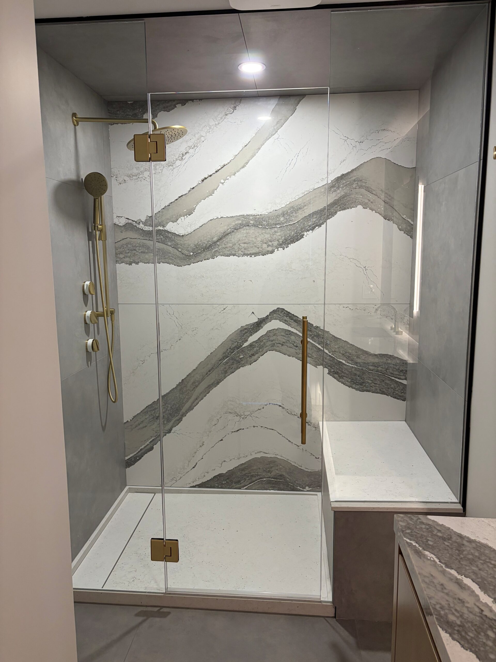 Modern tiled shower renovation in Edmonton