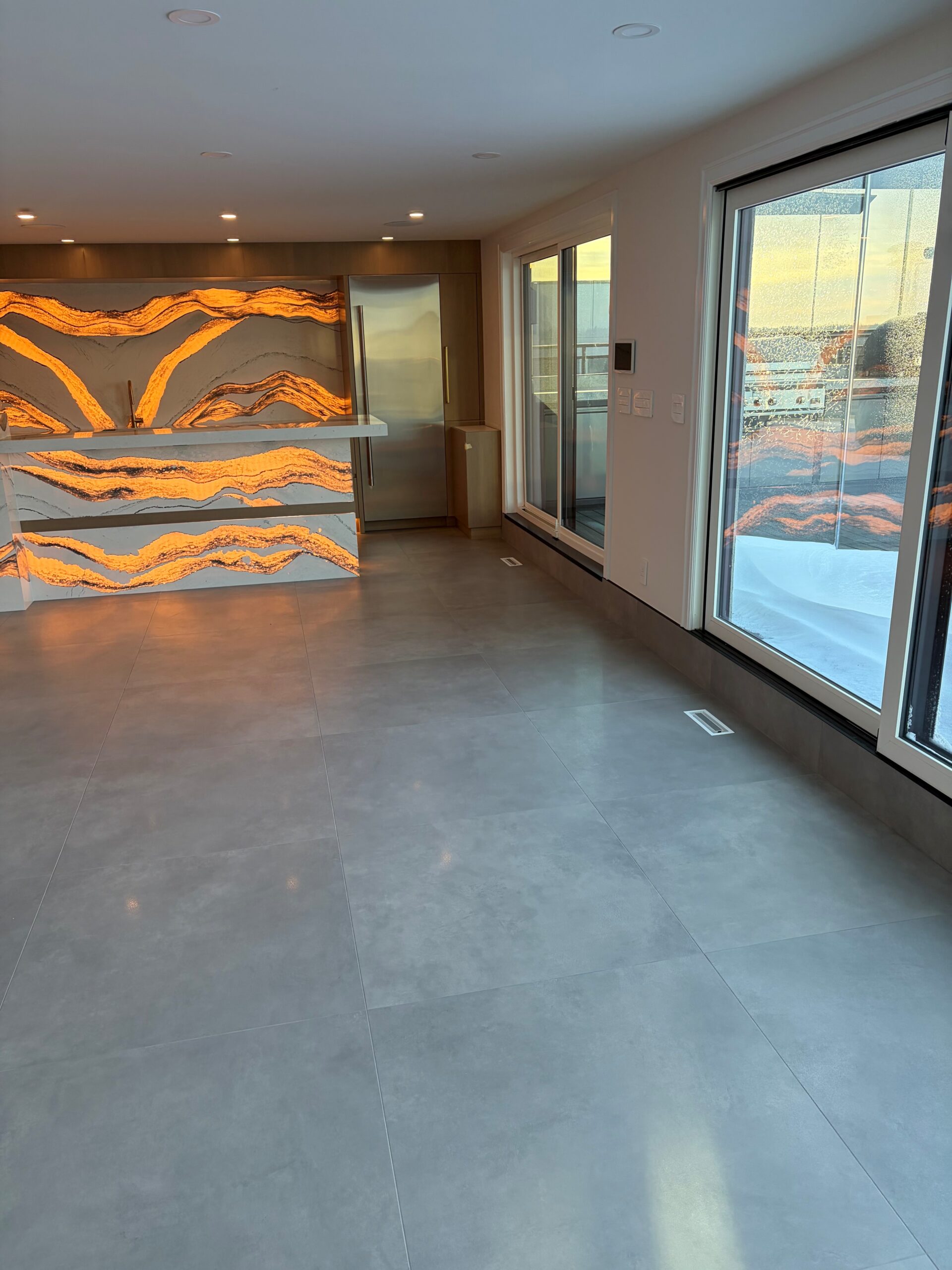 Custom home bar and flooring renovation in Edmonton