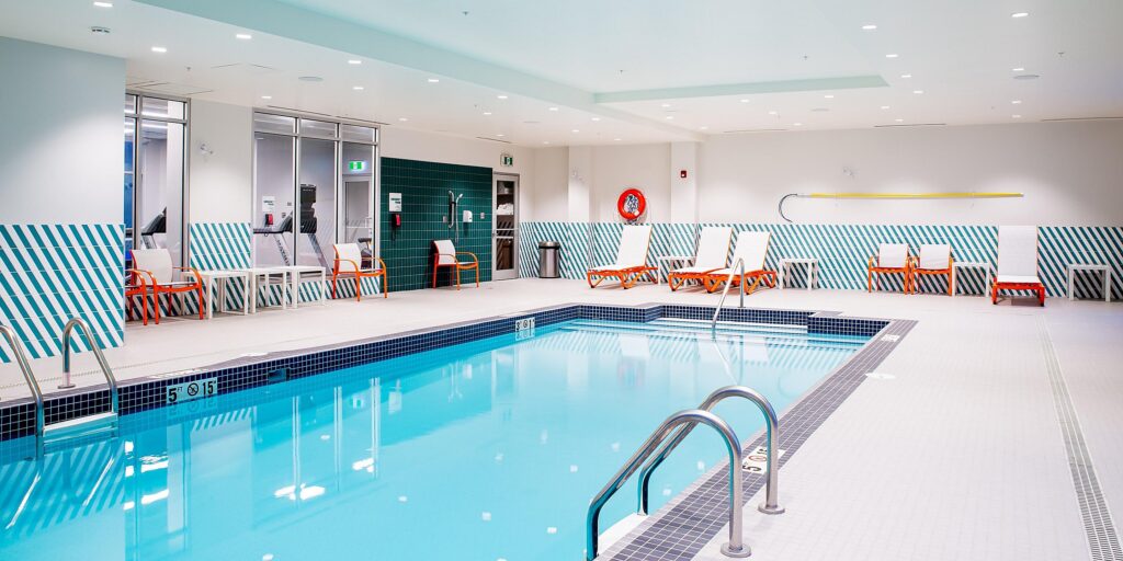 Hotel swimming pool tile installation in Edmonton