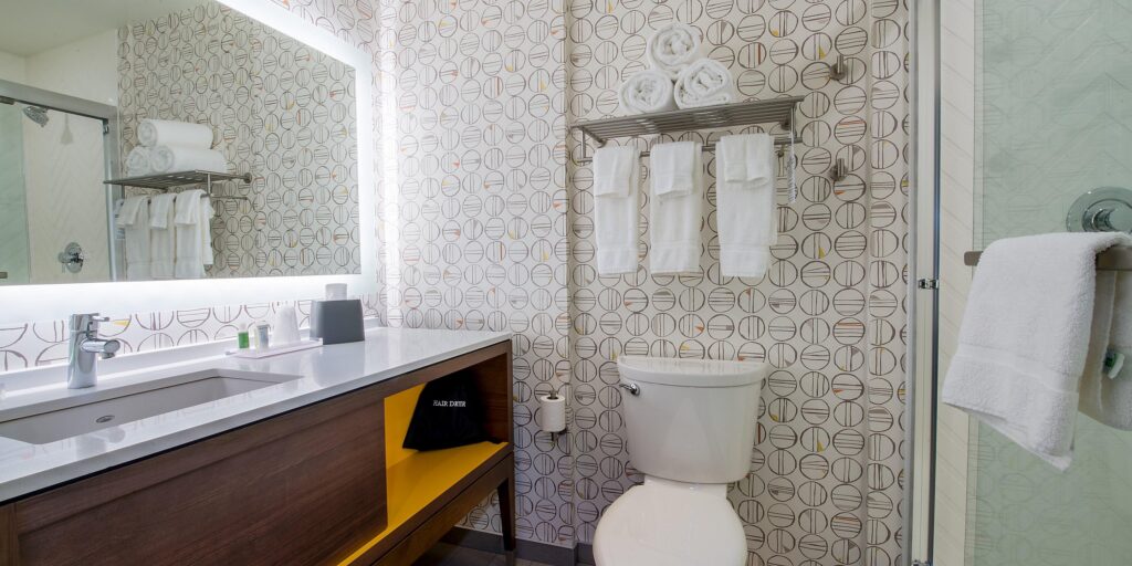 Hotel room bathroom renovation in Edmonton